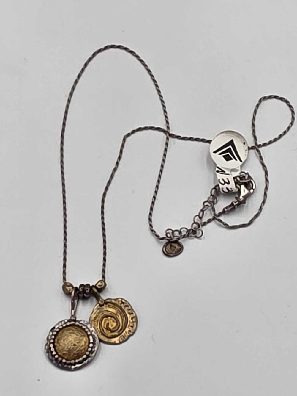 SILPADA N3338 STERLING Silver 925 BRASS DAWN TO DUSK PENDANT NECKLACE